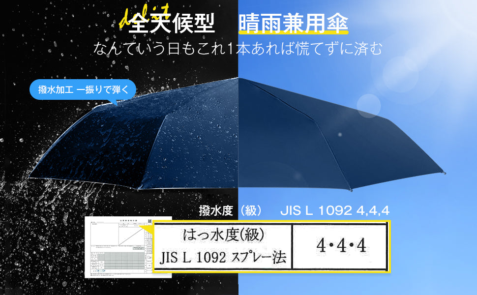 6本骨日傘 超軽量 【JIS認証済 100% 遮光 紫外線遮断】