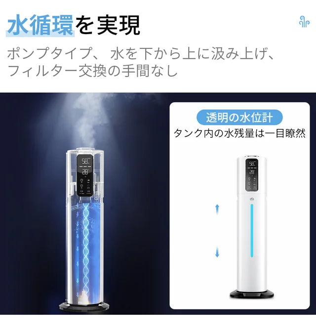 乾燥対策はコレで解決!置き型⇔卓上1台2役の今までにない水電分離加湿器【T09】