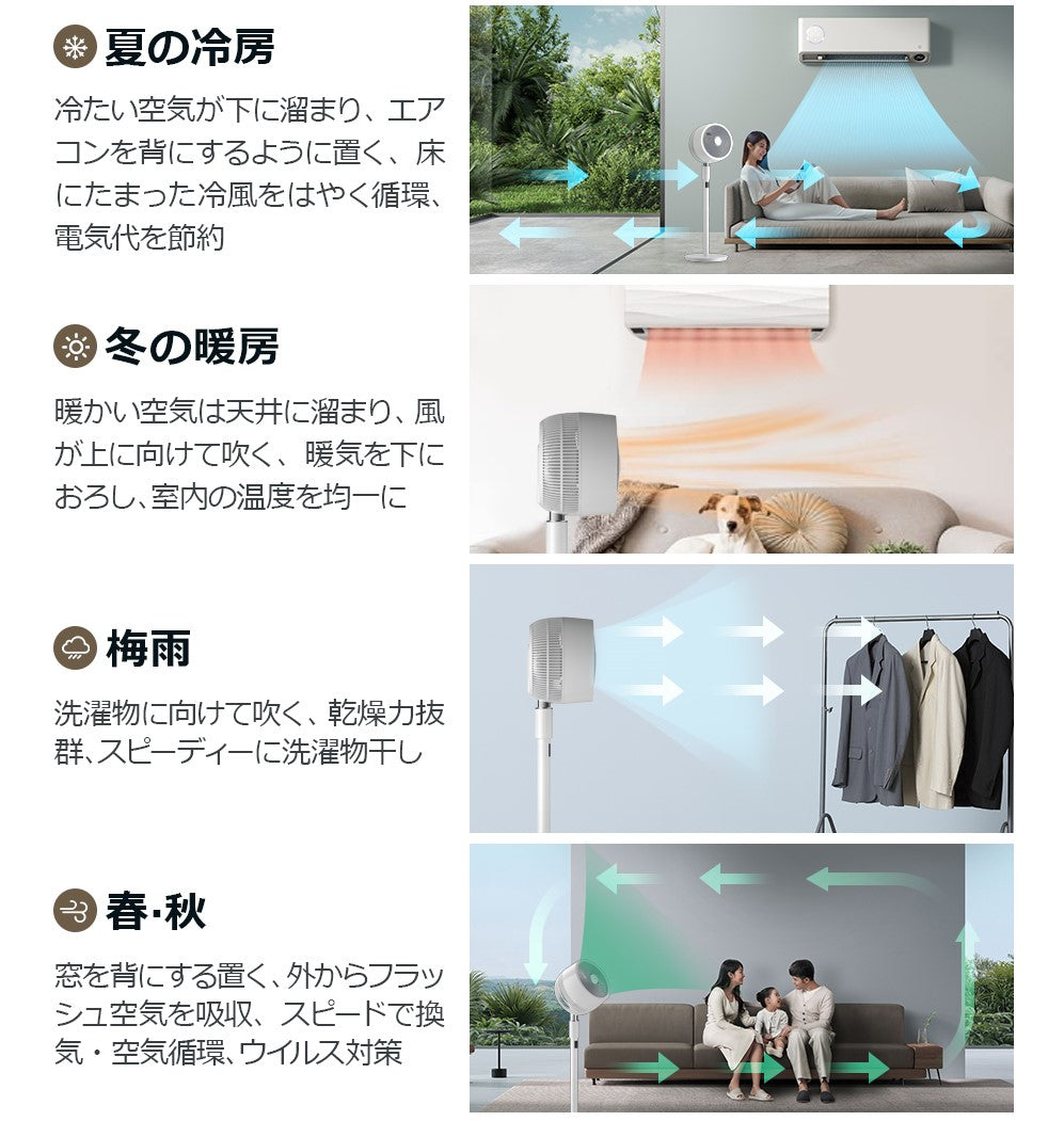次世代家電?!年中快適な空間に。扇風機+空気清浄機能搭載 3Dサーキュレーター