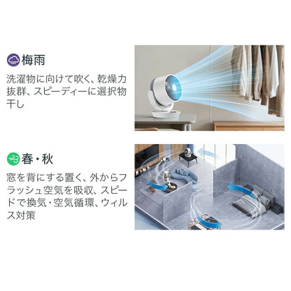 1台5役 強風 左右120°自動首振り 上下90°調整 静音 3モード 風量8段階 イオン発生 入/切タイマー 自然風/お休み/普通/モード 空気循環 換気 衣類乾燥 部屋干し 暑さ対策